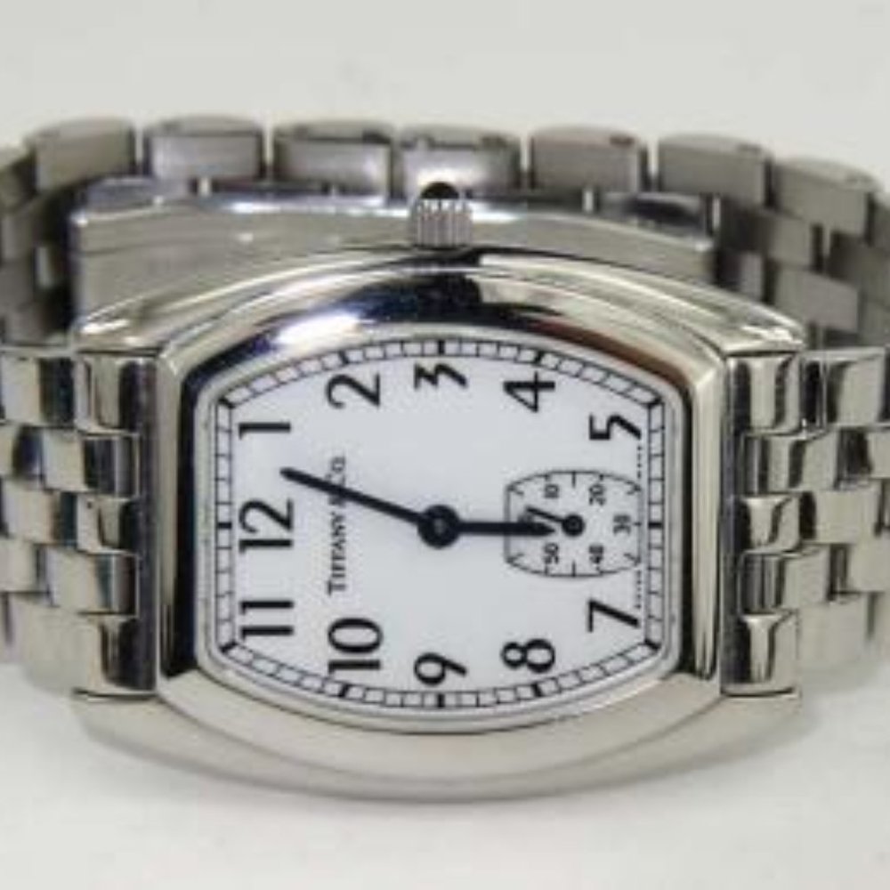 Tiffany & Co Stainless Steel Watch. Blue hands!